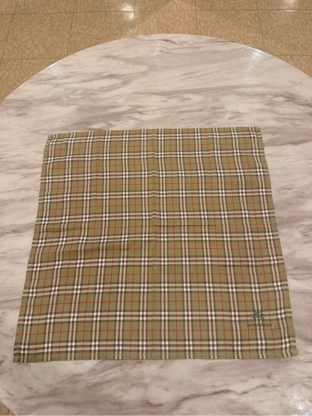 Burberry olive green plaid Logo scarf
